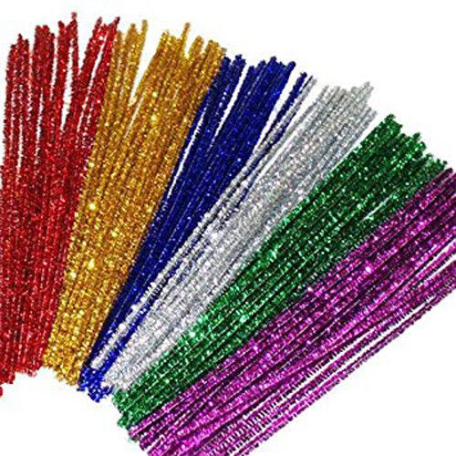 Glitter Chenille Sticks Infused Pipe Cleaners Stems 30cm craft Asst Colours