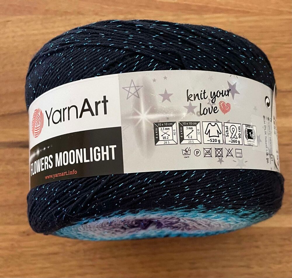 YARNART Moonlight Flowers 260g YARN Glittery soft Blues colour 3254