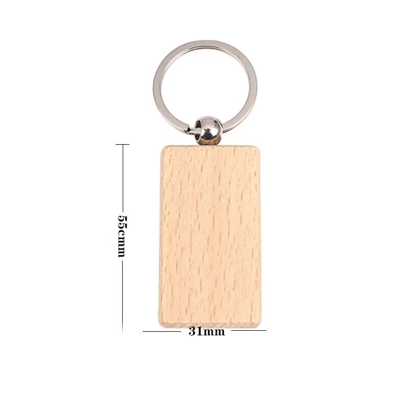 10pcs Blank Rectangle Wooden Key Chain DIY Wood Keyrings Key Tags Friends Gifts