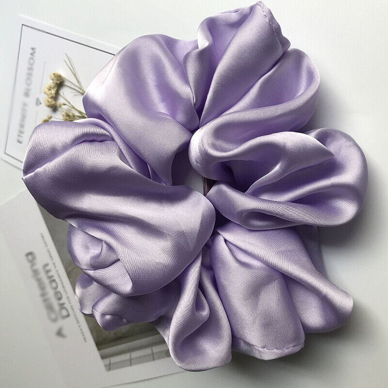 Oversized Elastic Silk Hair Band Ring Rope Tie Womens Simple Satin Scrunchies