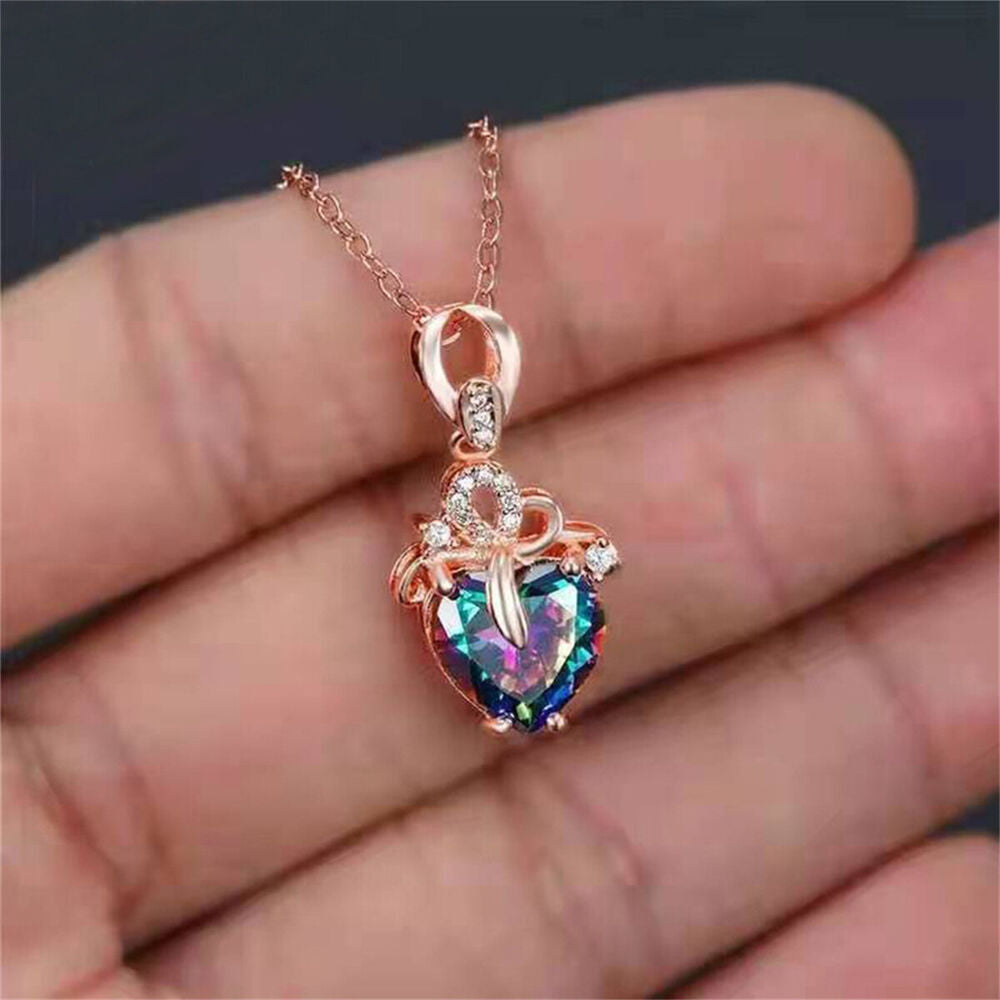 Heart Mystic Pendant Alloy Necklace Choker Chain For Women Wedding Jewelry Charm