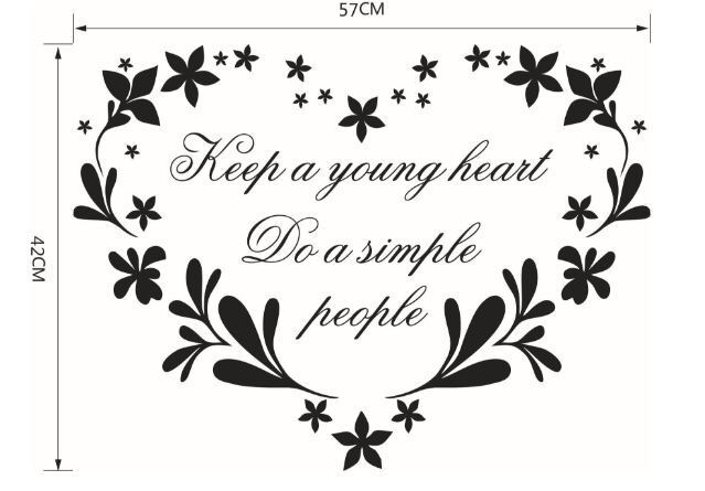 Wall Stickers Removable Keep Young Heart Simple Living Room Decal Art Decor