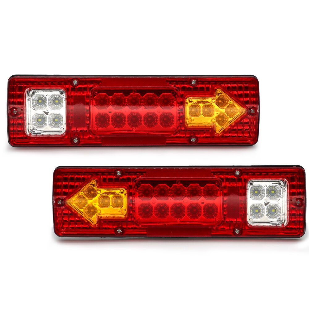 2x Universal 12V 4WD 19Led Caravan Truck Rear Tail Lights Indicator Lamp 30X8.5CM