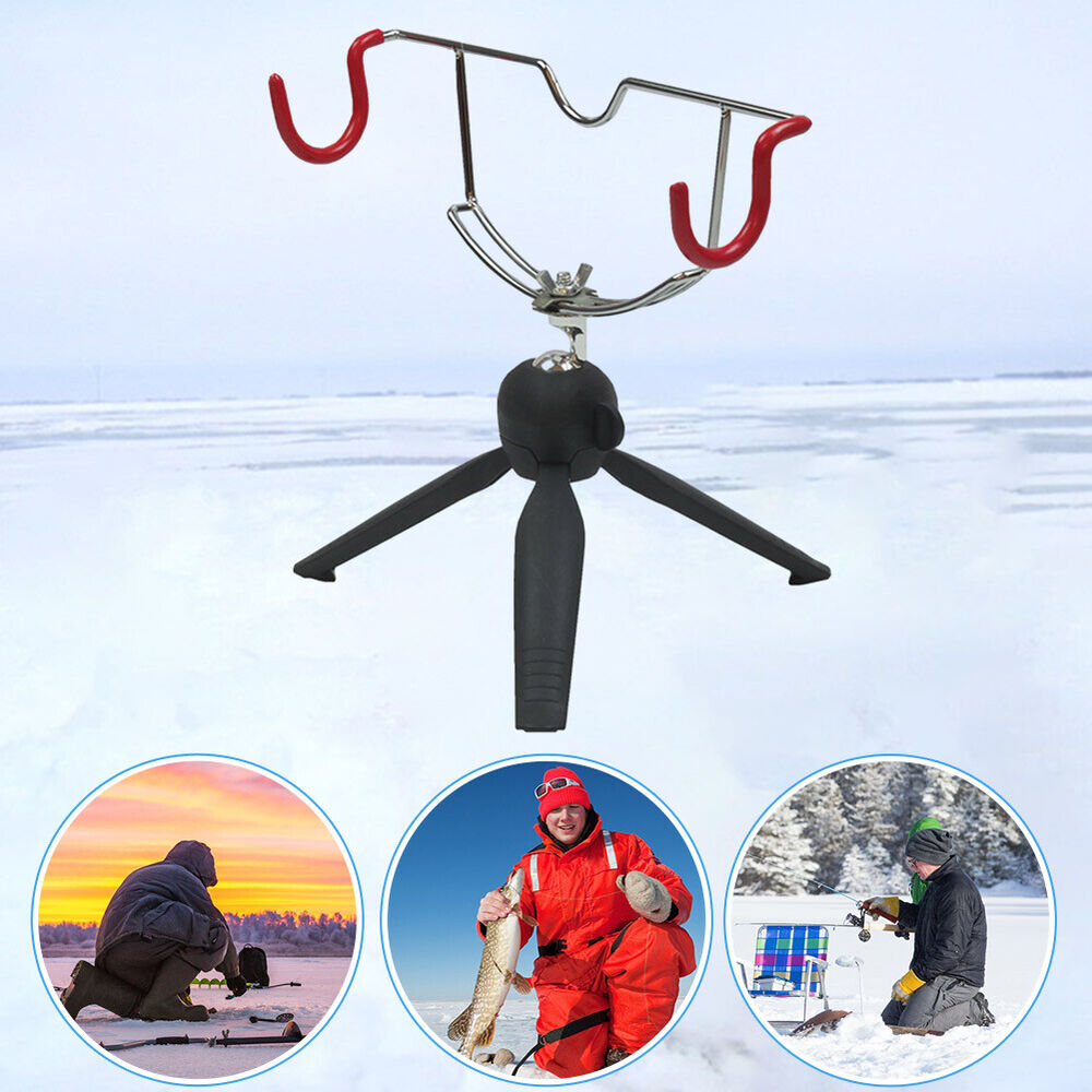 Portable Ice Fishing Rod Holder Adjustable Angle Double-Head Fish Pole Holder