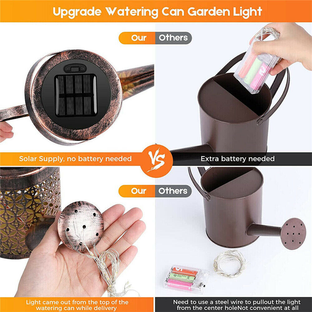 1 set Solar Light Outdoor LED Watering Can Christmas String Garden Shower Art Lamps