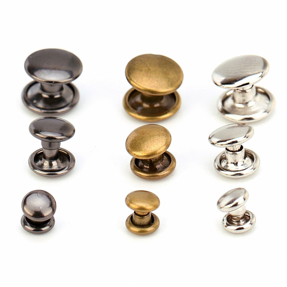 100pcs Metal Rapid Rivets Double Cap Round Rivet Studs 8mm, 10mm with Short 6mm