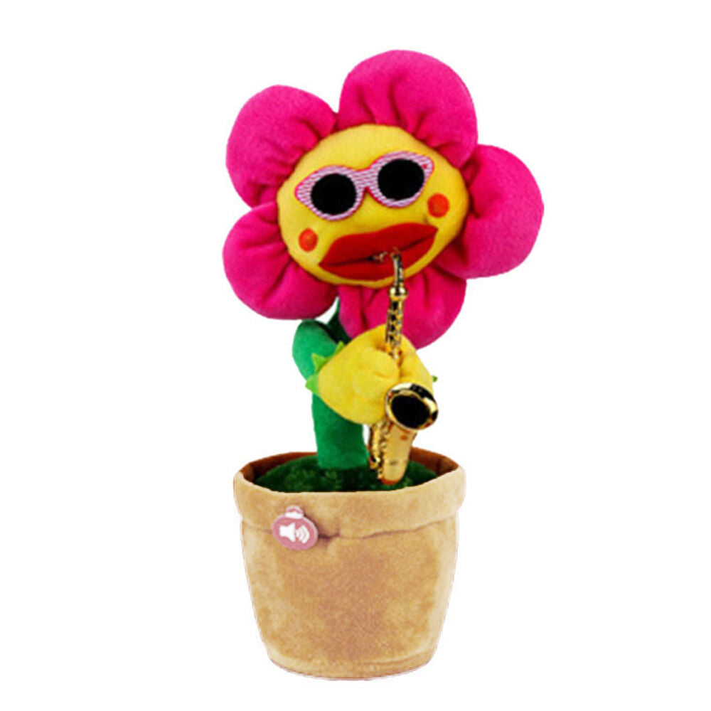 Singing Dancing Sunflower with Sax & Sunglasses Electronic Toy Flower Funny Gift