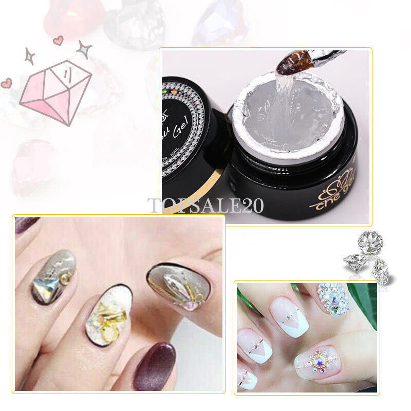 UV Gel Che Gel Pro Soak Off Jewelry Gems Long Lasting Nail Art Glue Clear