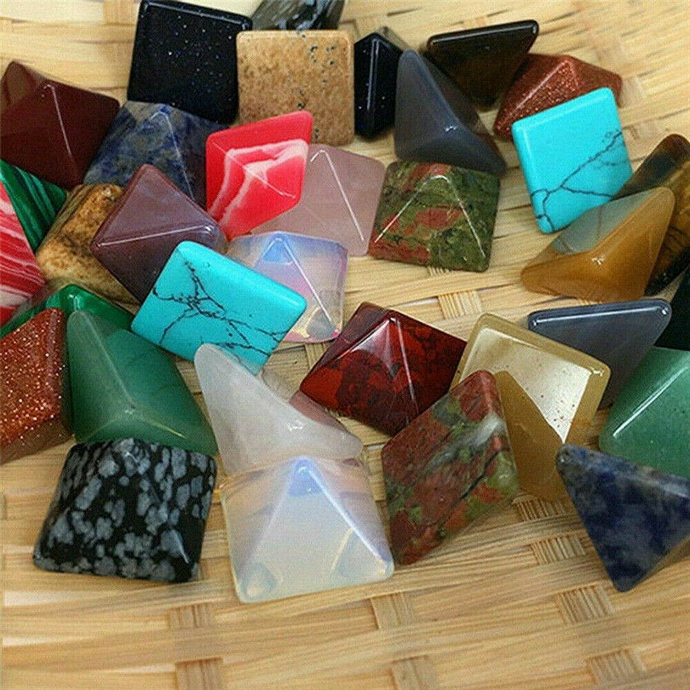 Set of 7pcs Chakra Pyramid Stone Set Crystal Healing Natural Spirituality Gems