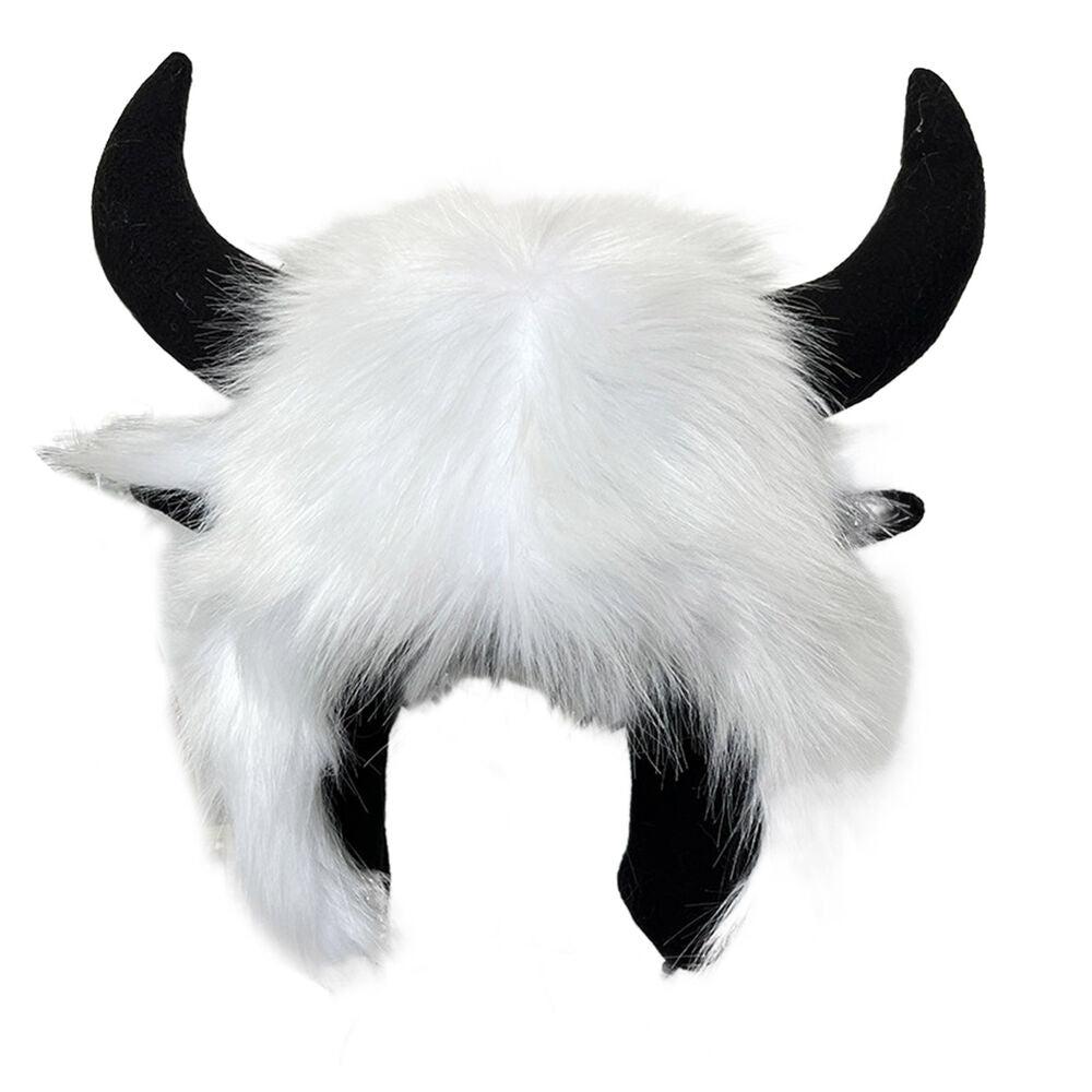 Winter Funny Hat Fake Cow Horn Decor Warm Ear Protection Windproof Cap