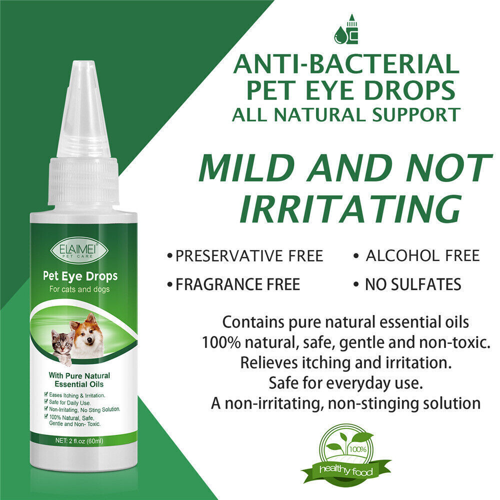 2x Pet Antiseptic Eye Drops Dog Cat Eye Care Cleaner Tear Stain Anti-Bacterial 60ml