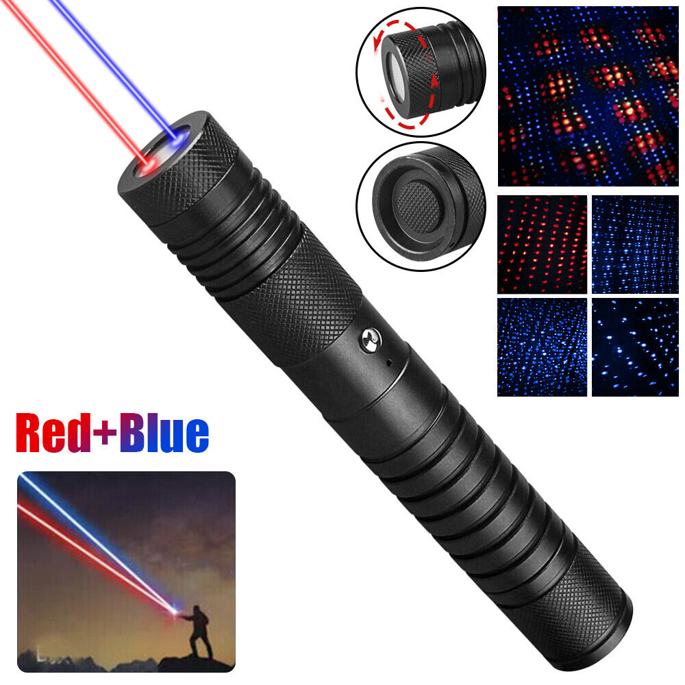 High Power BLUE&Red Two Colors Long Distance Laser Pointer Visible Lazer Lights