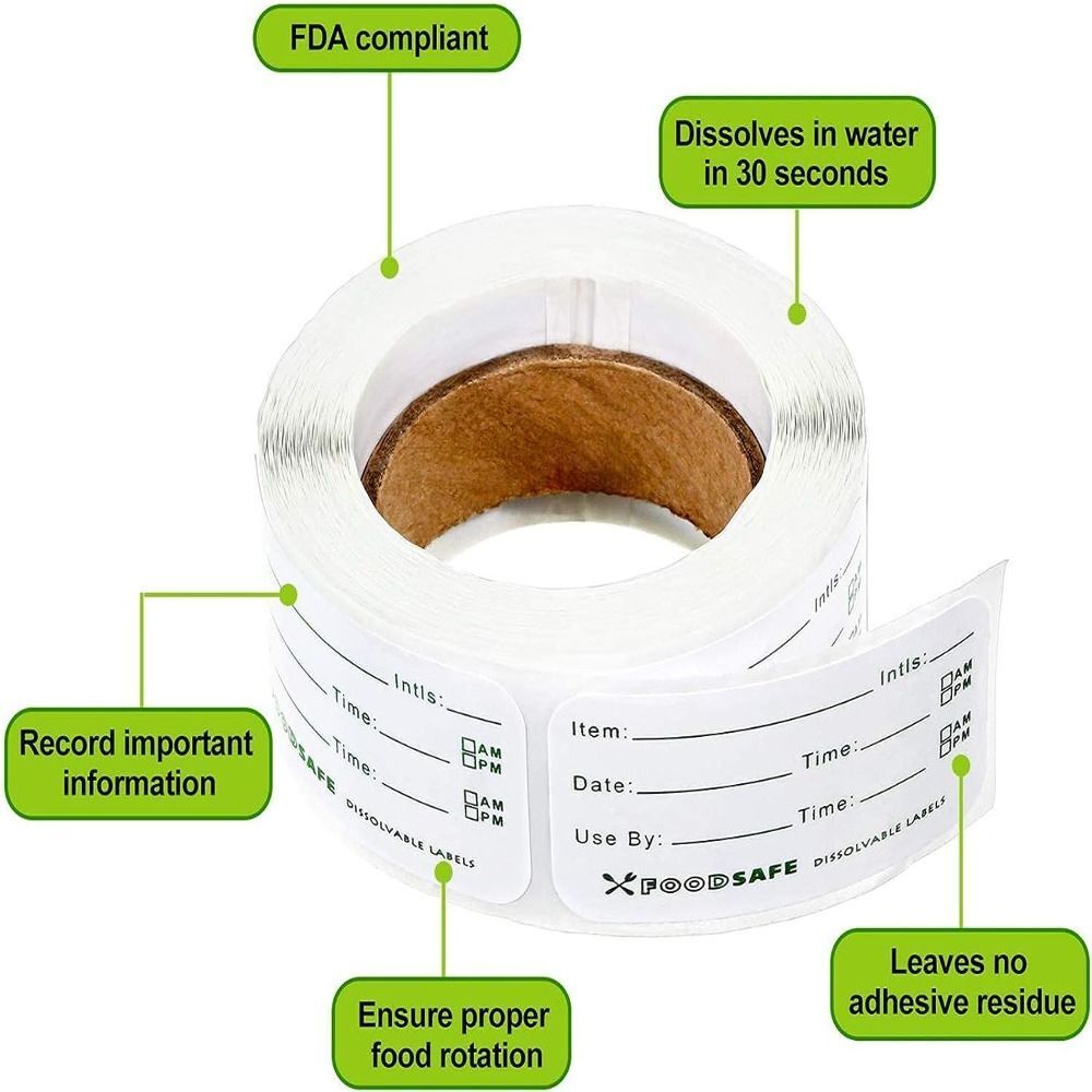 500 Labels Food Label Stickers Dissolvable Food Labels Reusable