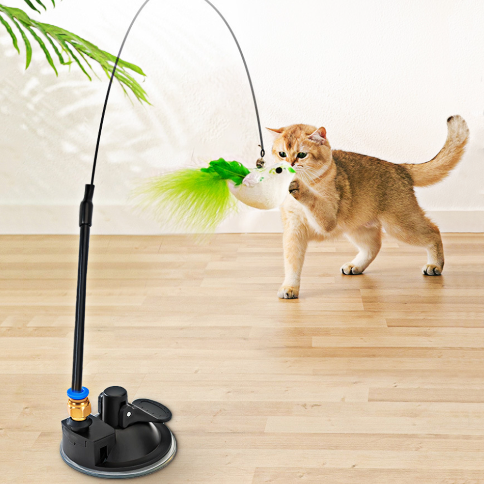 Interactive Cat Toys Simulation Bird Feather Toys Suction Cup Pet Teaser Wand