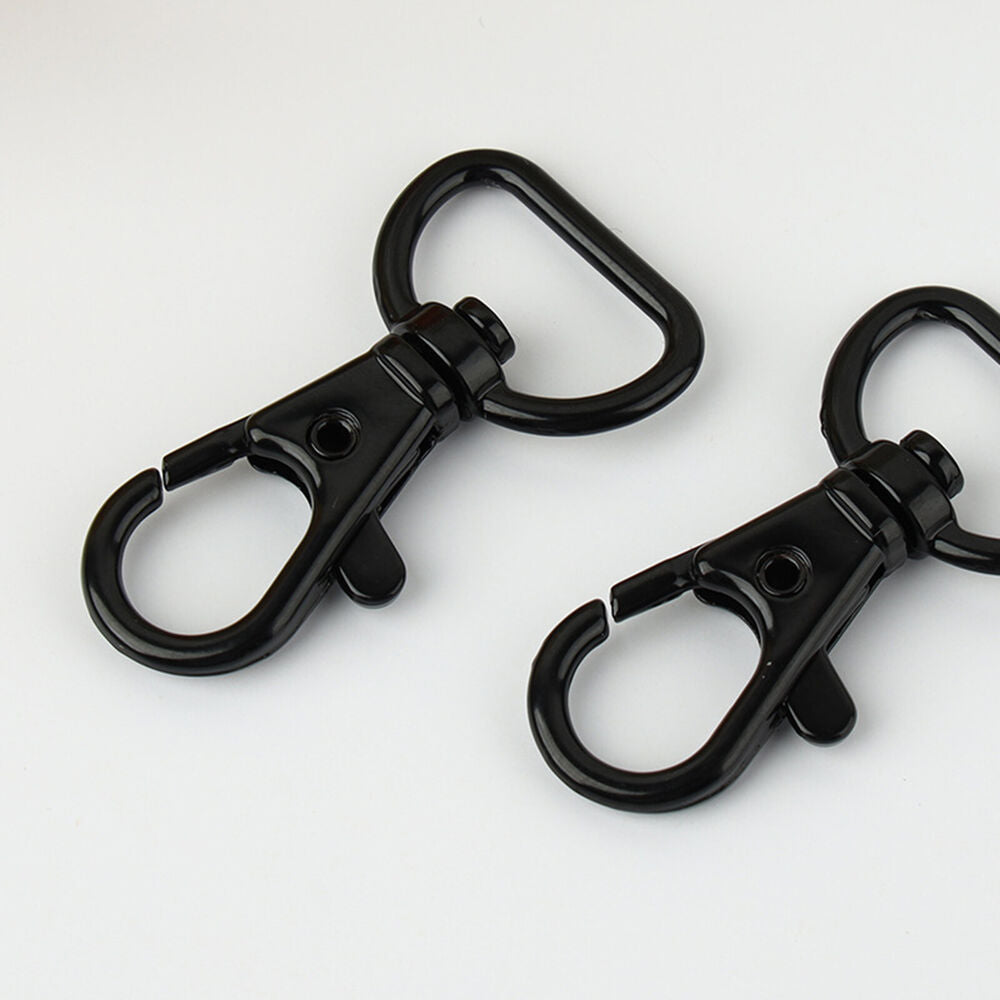 10 PCS 20mm Lobster Clasp Swivel Trigger Clip Keychain Snap Hook Key Ring Black