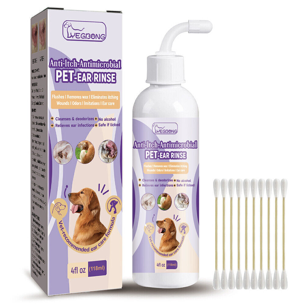 Pet Cat Dog Ear Drops For Infection Control Yeast Itching Wax Ear Mites Cleaner_