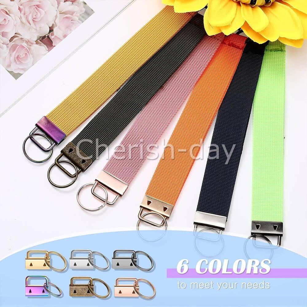 60PCS Key Fob Hardware Keychain Split Ring Wrist Wristlet Cotton Tail Clip