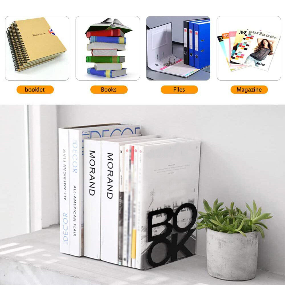 Office Stationery 1X Colourful Heavy Duty Metal Bookends Letter Style Book Ends