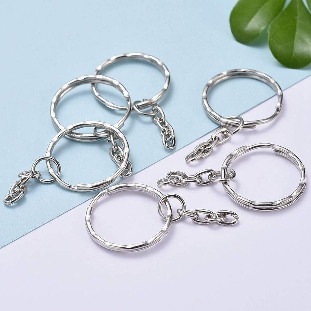 500Pcs Bulk Split Metal Key Rings Keyring Blanks With Link Chains For DIY Craft