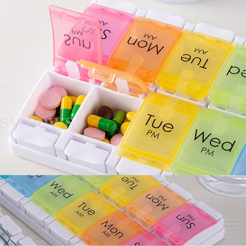 Pill Box 7 Day Weekly Tablet Organizer Storage Medicine Dispenser Container Case