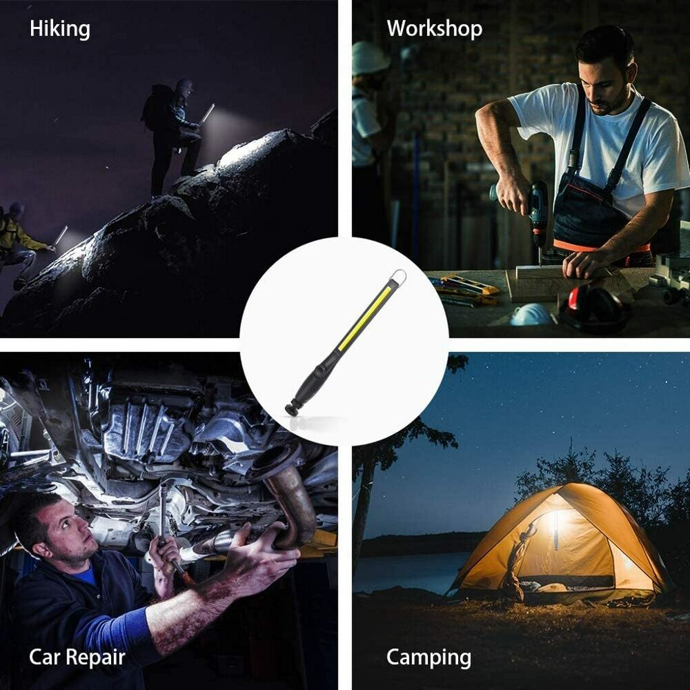 LED COB USB Rechargeable Work Light Magnetic Hand Torch Flexible Inspection Lamp