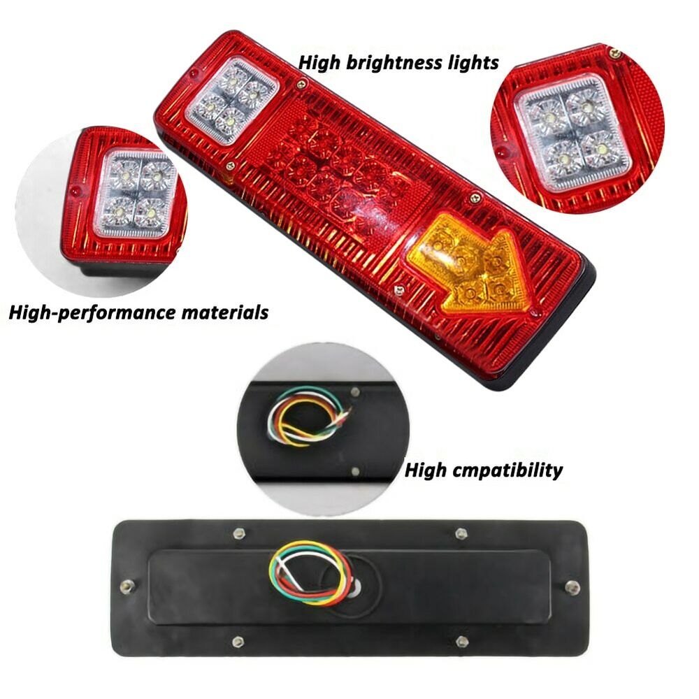 2x Universal 12V 4WD 19Led Caravan Truck Rear Tail Lights Indicator Lamp 30X8.5CM