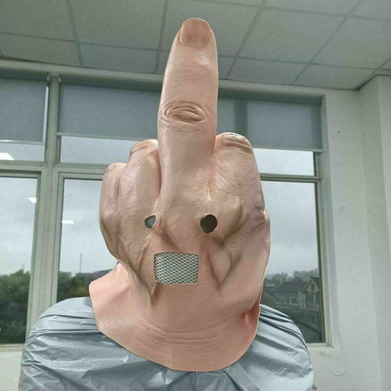 Scary Middle Finger Halloween Mask Full Head Costume Party Cosplay Prop 2021