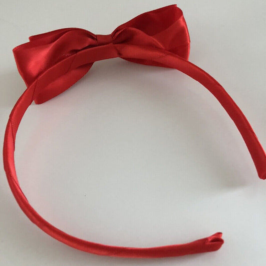 Women Lady Girls Bright Red Bow Ribbon Princess Headband Hairband Hair Head Band