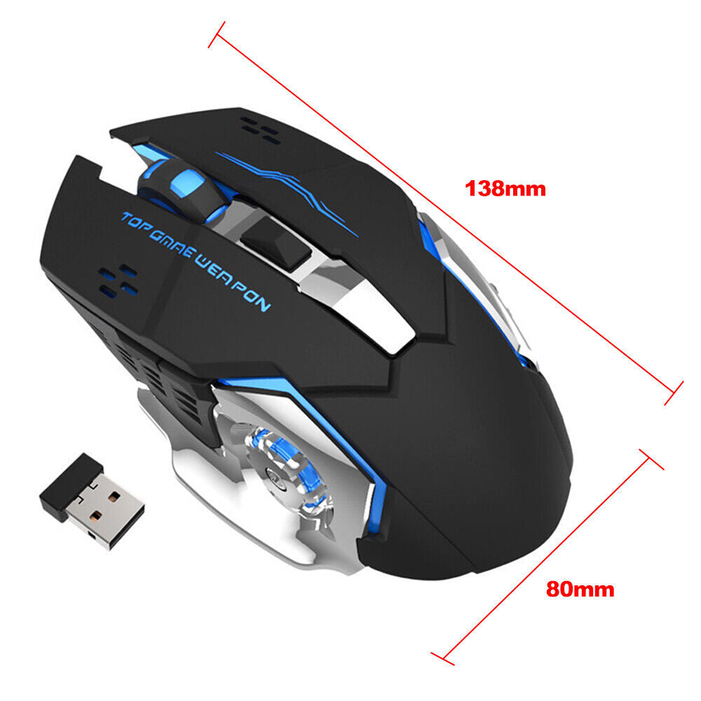 Wireless Gaming Mouse Ergonomic Optical Backlit Recharge PC Laptop Desktop