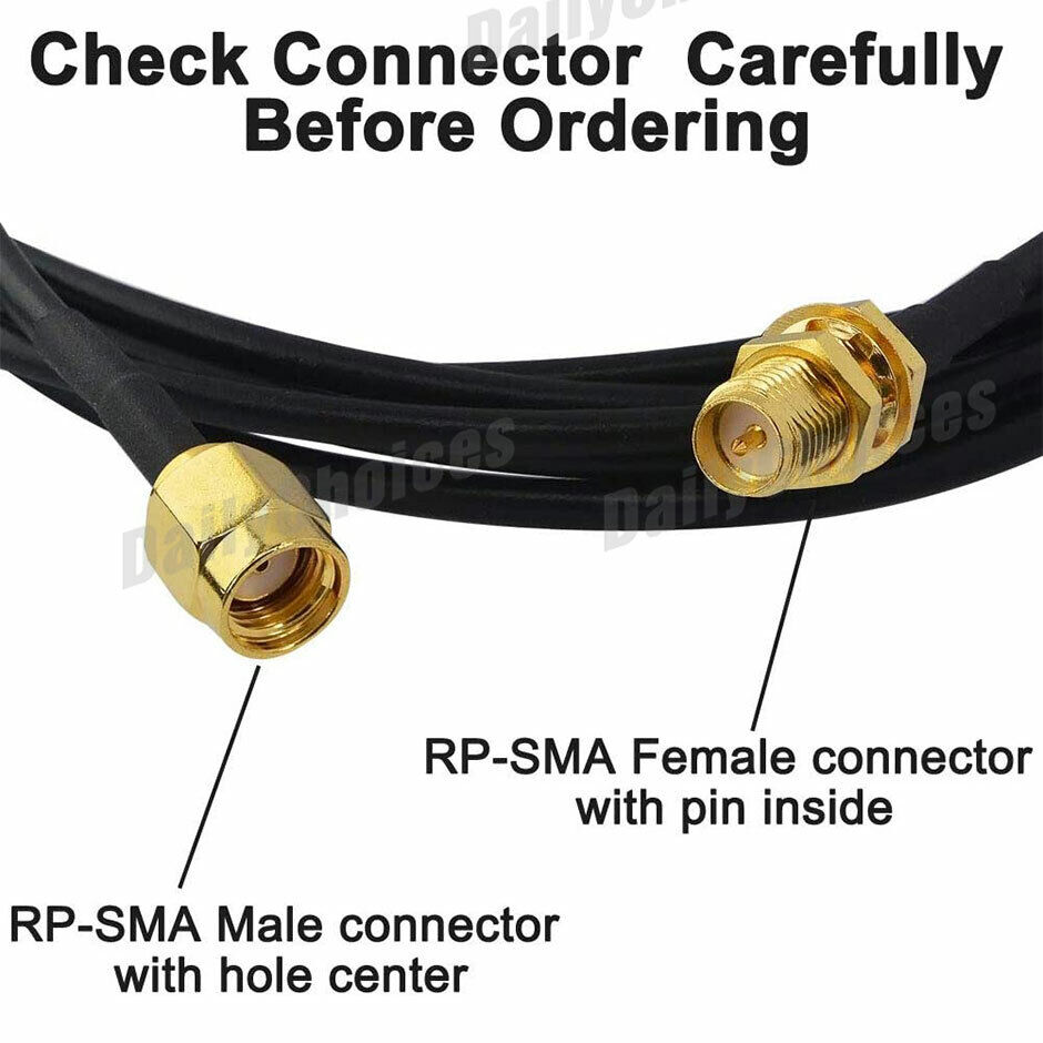 RP-SMA Male to Female Coaxial Extension Cable Antenna Aerial WiFi Router