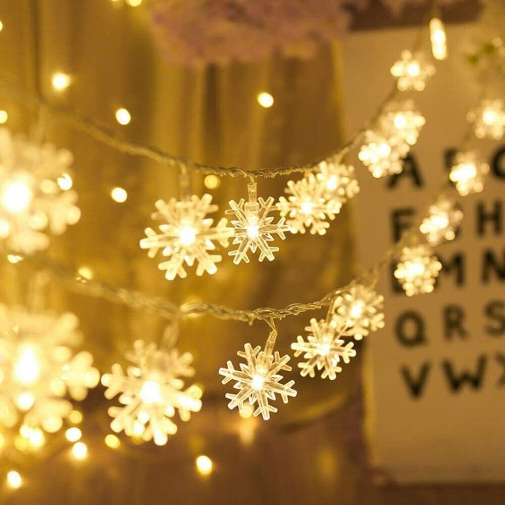 Snowflake Fairy Lights 40 LED Battery String Light for Outdoor Bedroom Christmas