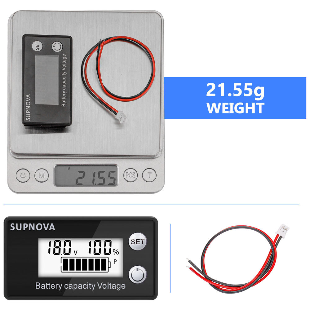 Battery Capacity Indicator Monitor Voltmeter Lithium Voltage Meter Tester Gauge