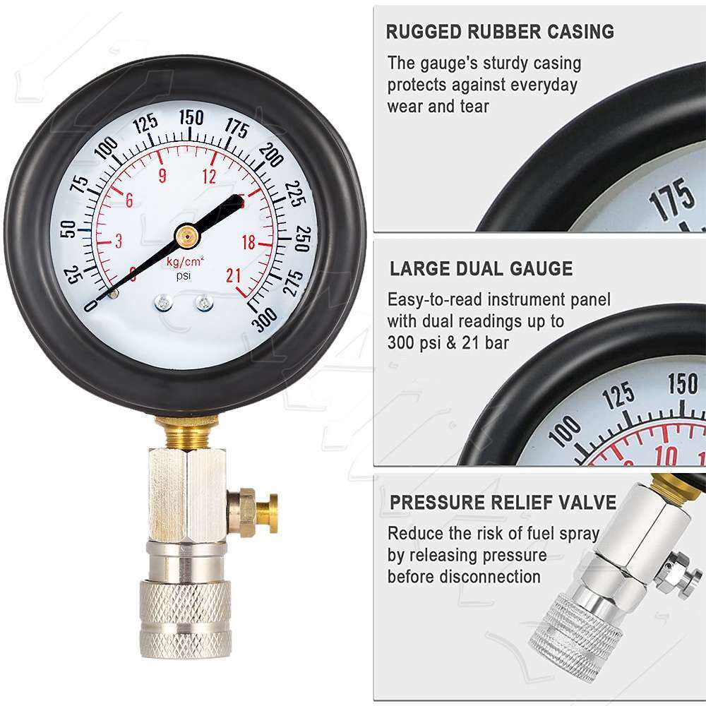 Petrol Engine Compression Tester Kit Set For Automotives Car Motorcycle 0-300Psi