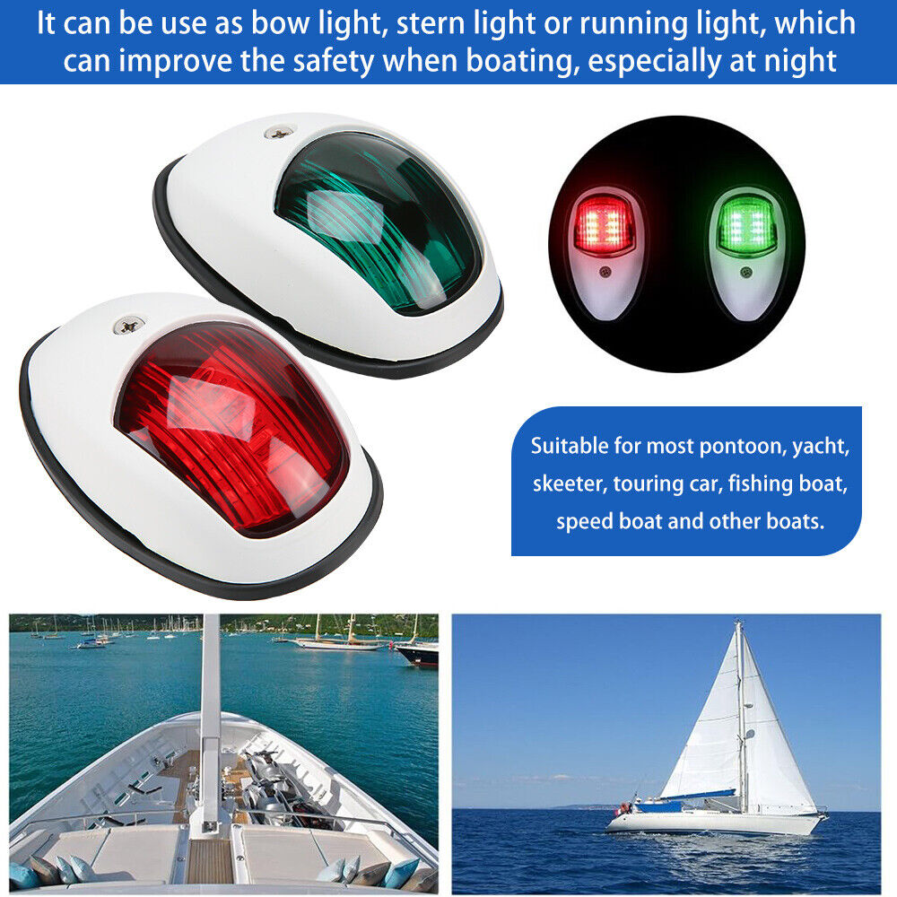 2× Boat Navigation Lights Boat Light 12V 24V Side Lamp Waterproof Nav Stern Lights