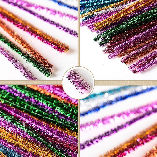 Glitter Chenille Sticks Infused Pipe Cleaners Stems 30cm craft Asst Colours