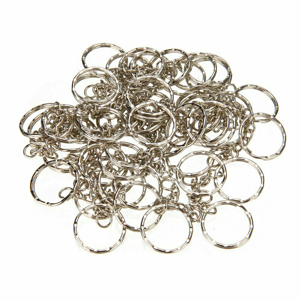 500Pcs Bulk Split Metal Key Rings Keyring Blanks With Link Chains For DIY Craft