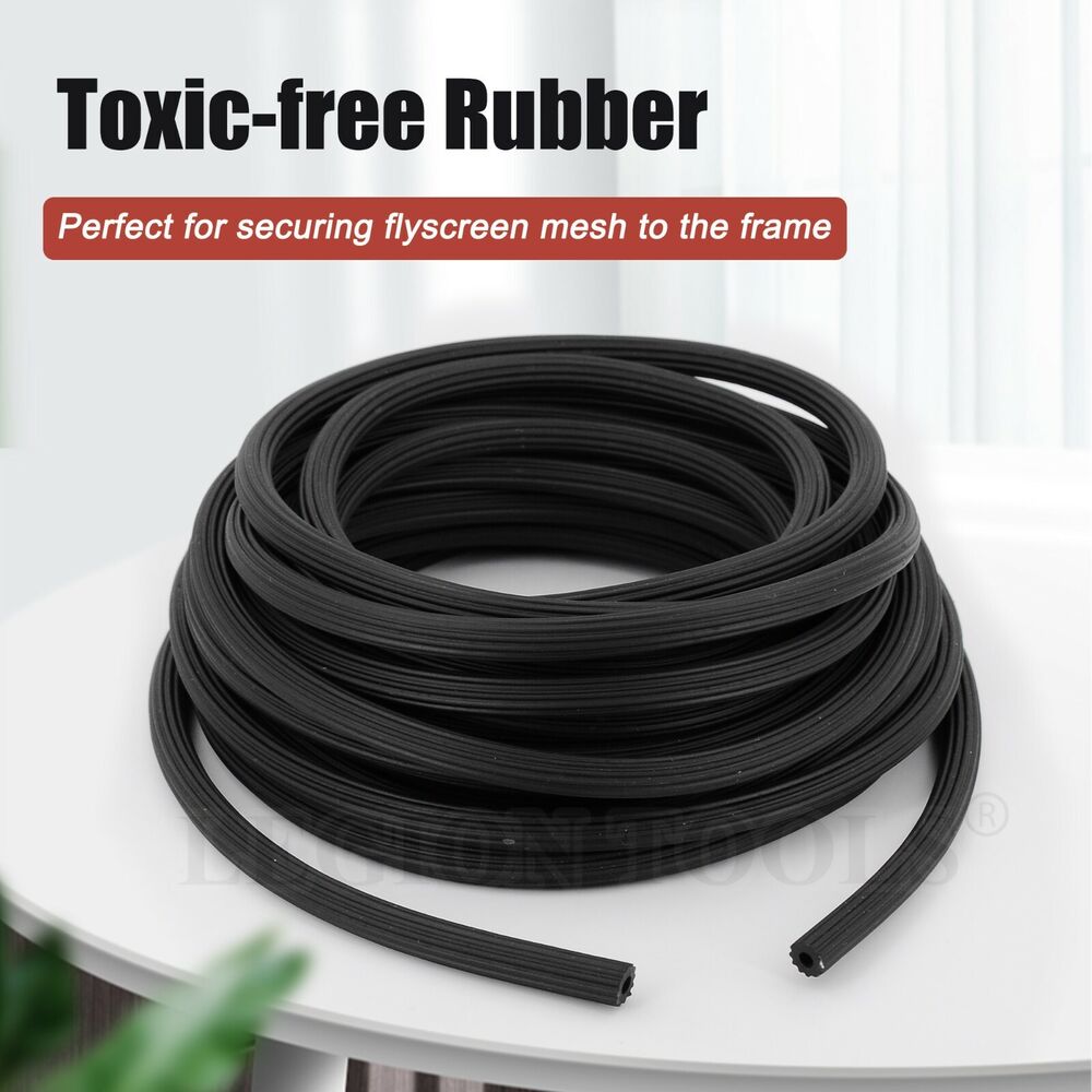 2x Spline Black Rubber For Insect Flyscreen Mesh Windows Doors Caravans