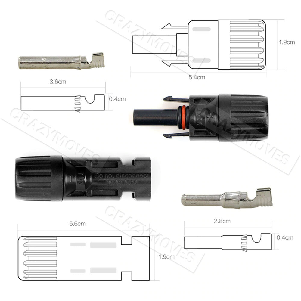 10PCS For MC4 Connectors For IP67 MC4 Solar Panel 30A Line Plug Socket M