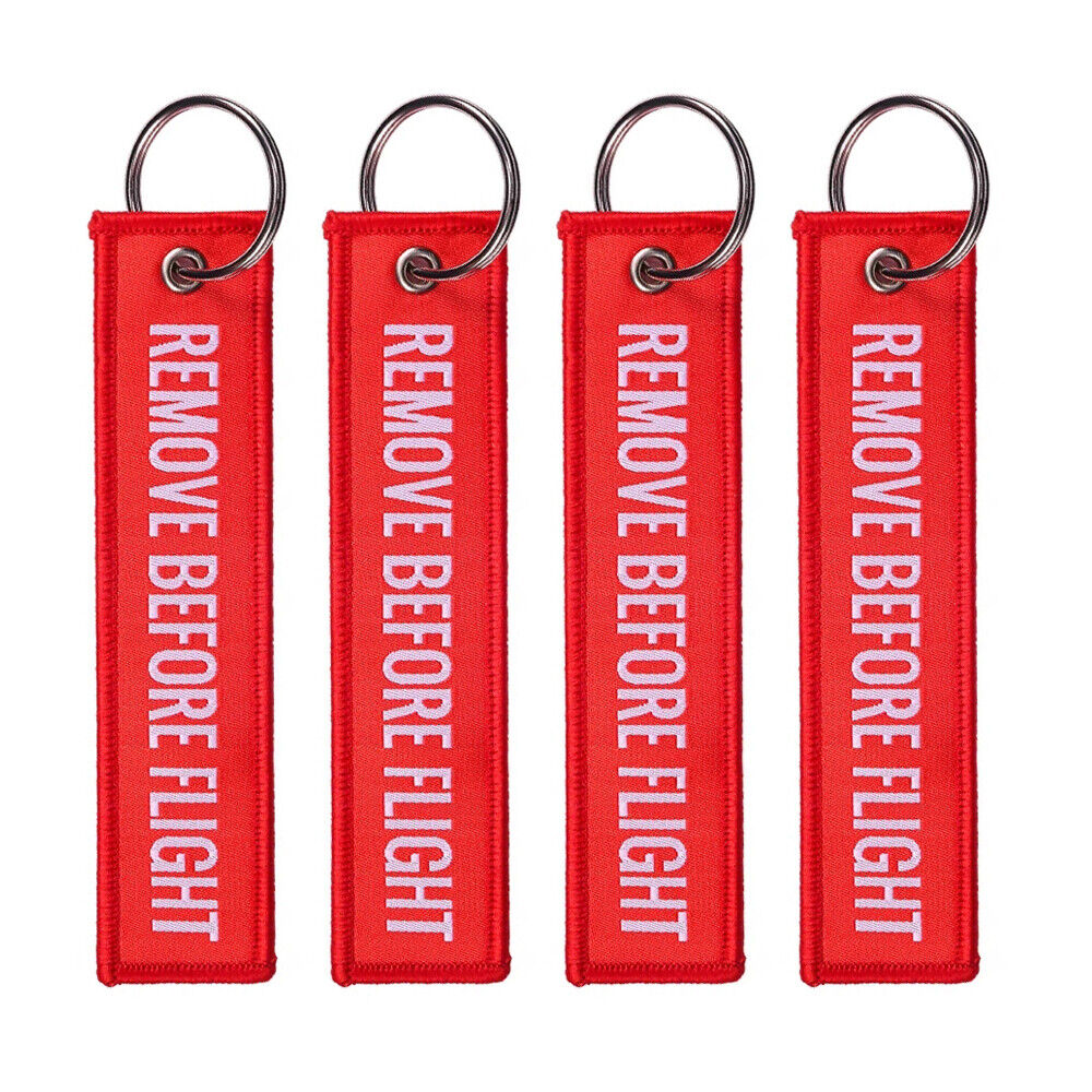 5 PCS Embroidered REMOVE BEFORE FLIGHT Keychain Lanyard Luggage Tag Keyring