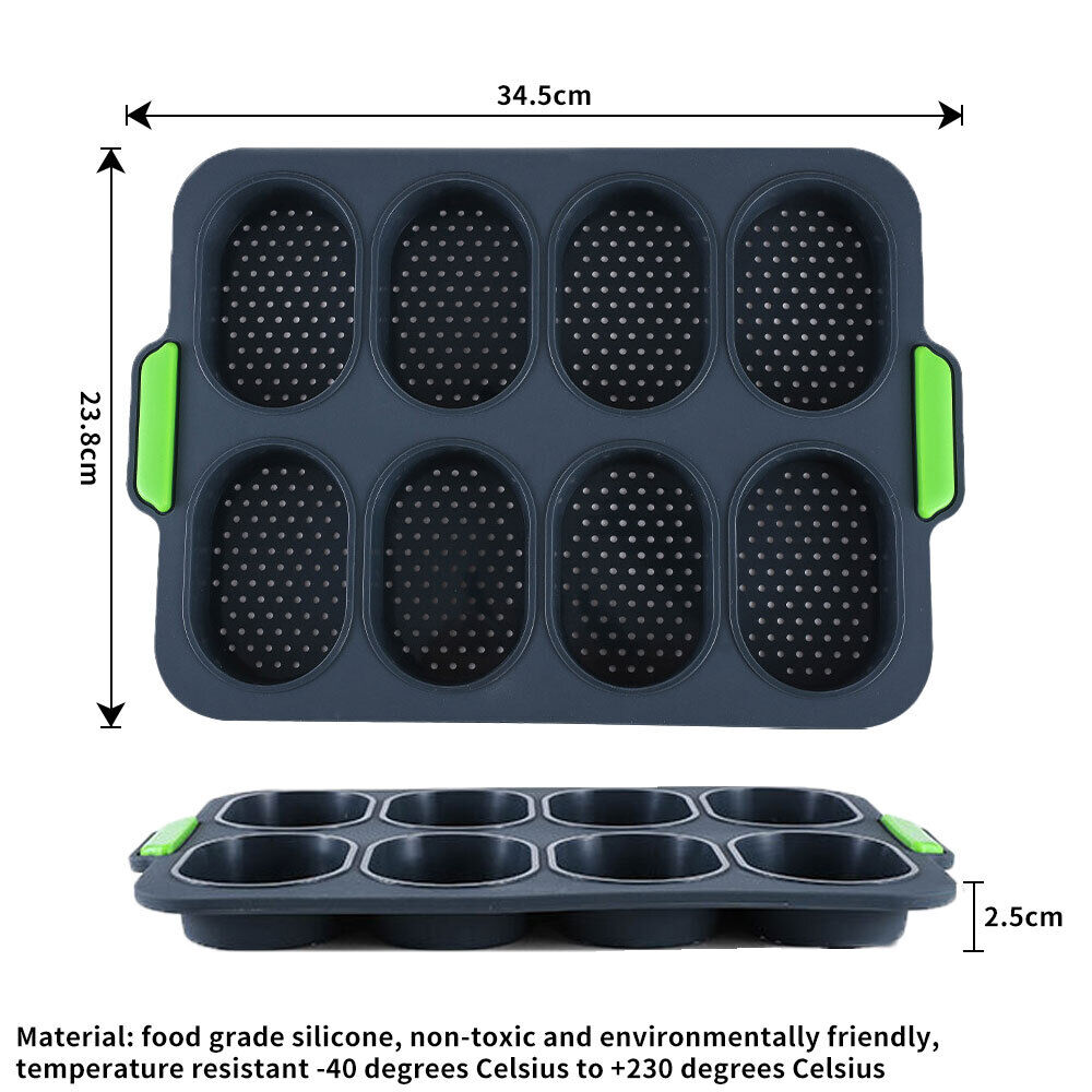 Silicone 8 Holes Loaf Toast Bread Baking Pan Non Stick Cake Bakeware Mould Tray