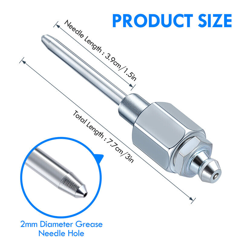 2x Grease Gun Needle Tip of The Mouth Removable Needle Nose Head Nozzle Adapter