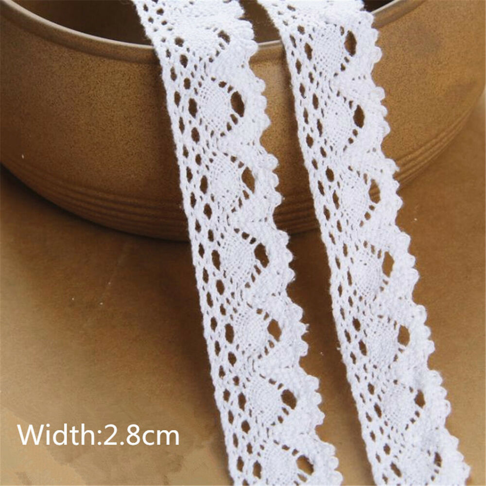 10M Cotton Crochet Embroidered Lace Edge Trim Ribbon Appliques Sewing DIY Craft