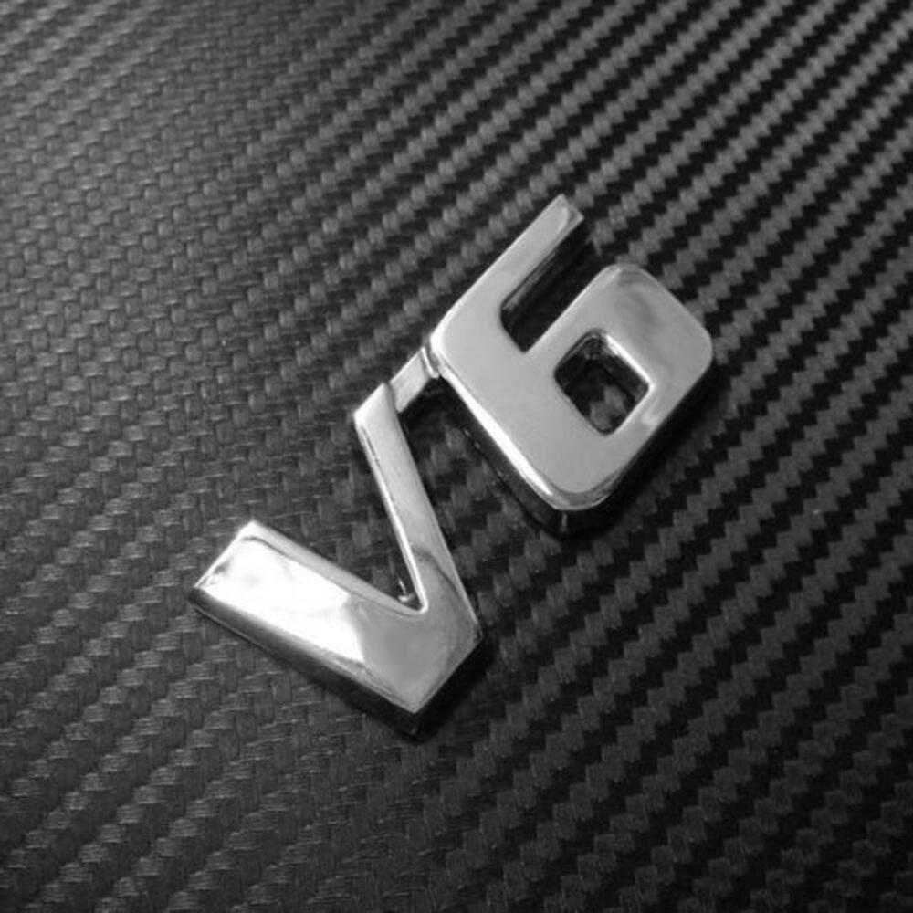 3D Chrome Metal V6 Car Auto Tailgate Sticker Trunk Lid Emblem Badge Decal