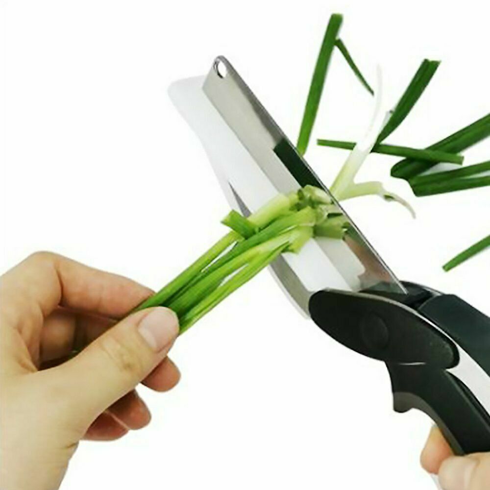 Kitchen Vegetable Food Manual 2-in-1 Knife Scissors Chopper Slicer Fruit Cutter