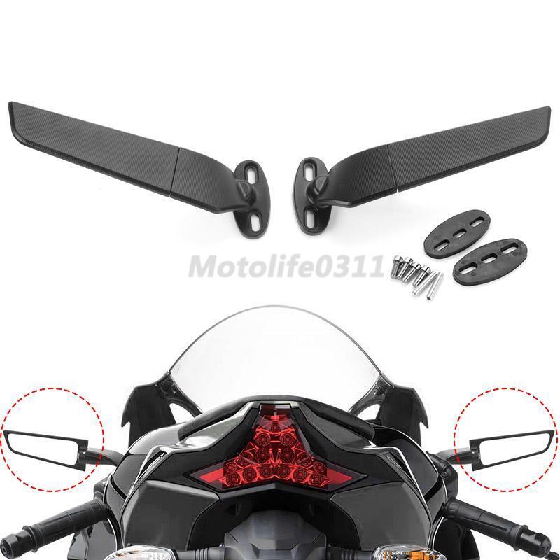 Wind Wing Rearview Side Mirror Rotating For Kawasaki Ninja 650 400 300 250 ZX6R