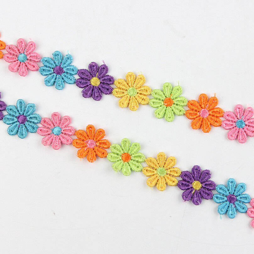 3Yard Colourful Daisy Flower Venice Venise Lace Applique Sewing Trims Doll Trim