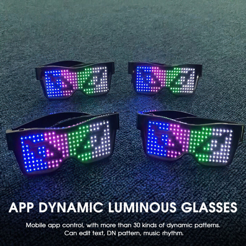 Luminous Glasses LED Light Up Visor Eyeglasses for Costume Neon DJ Rechargeable