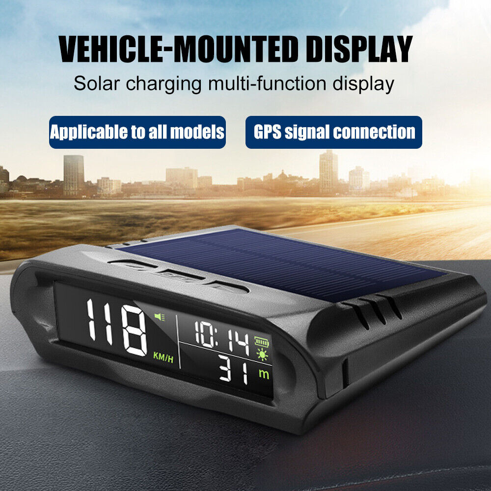 Wireless Car GPS Speedometer HUD Head-up Display Solar Panel Digital Universal