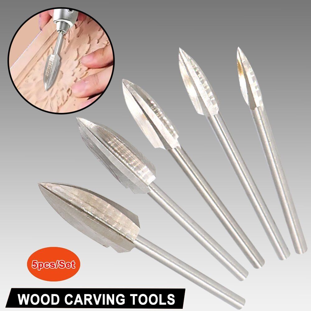 5 PCS/Set Wood Carving And Engraving Drill Bit Milling Cutter Carving Root #T