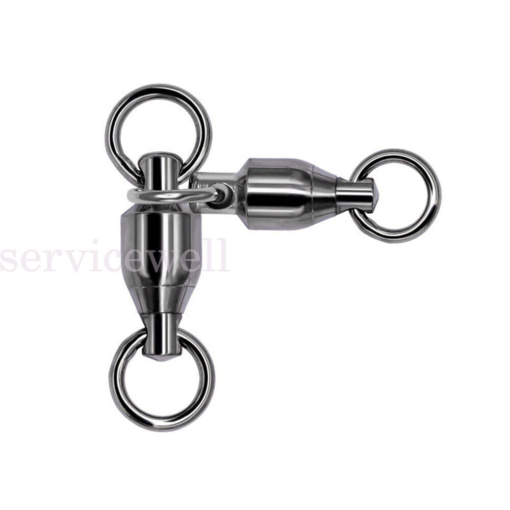 60pcs Black Fishing Ball Bearing Swivel Solid Rings Stainless 1/2/3/4/5#